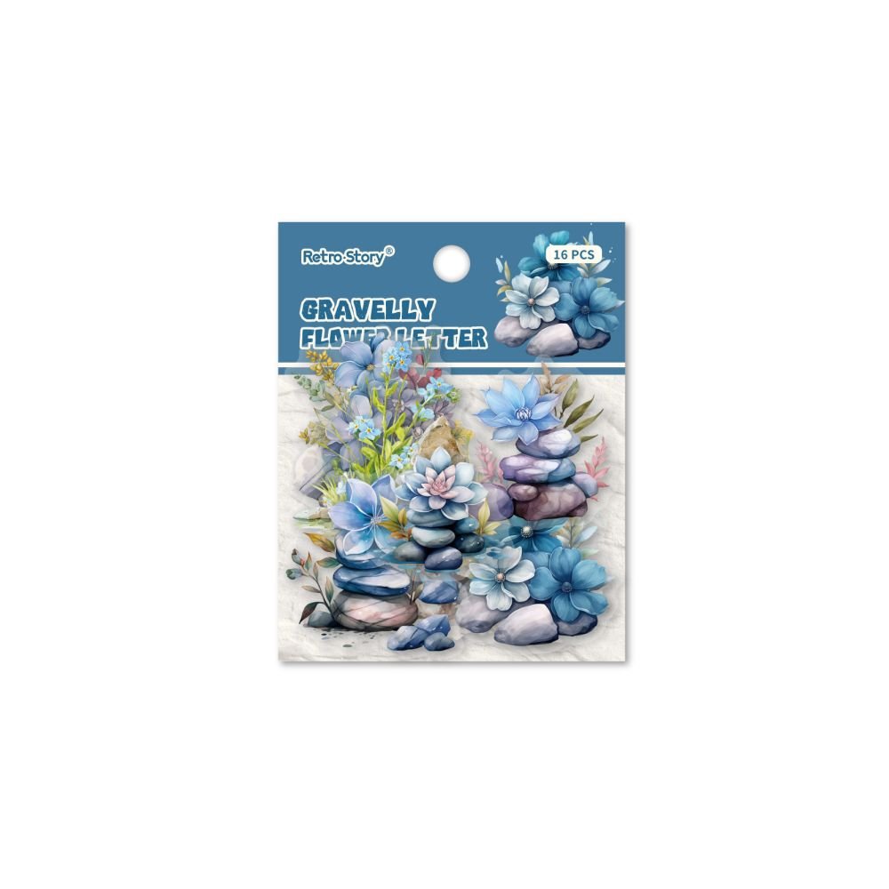 Gravel Flower Series PET Sticker Pack 16 sheets 6 Designs - ViktaShop