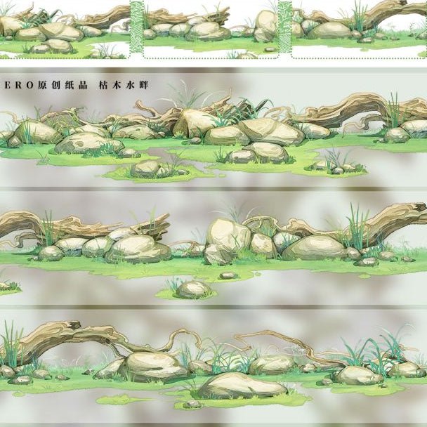 Green Graslland Leaves Nature PET Tape 7 Style - ViktaShop