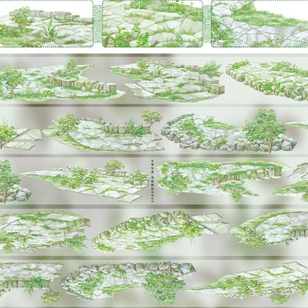 Green Graslland Leaves Nature PET Tape 7 Style - ViktaShop