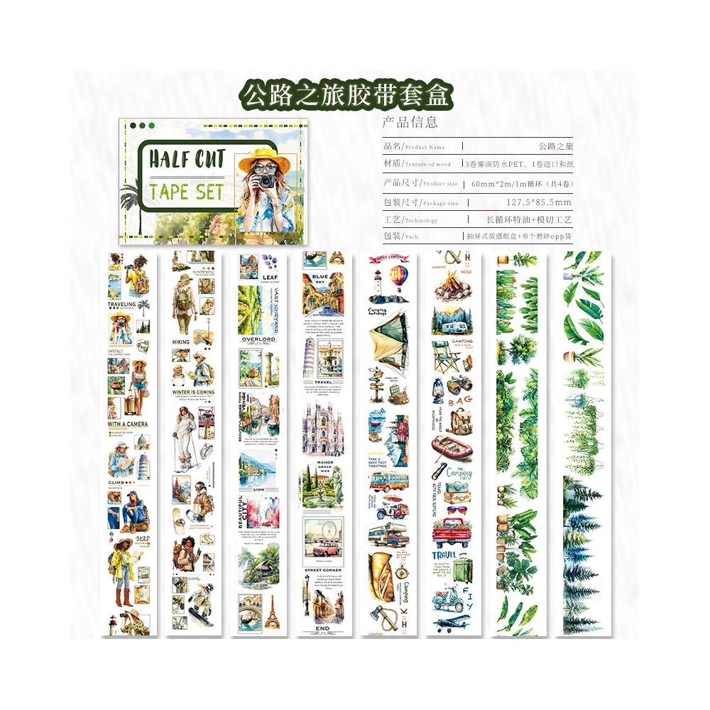 Half Cut PET tape set 6 cm 2 m 18 Types - ViktaShop