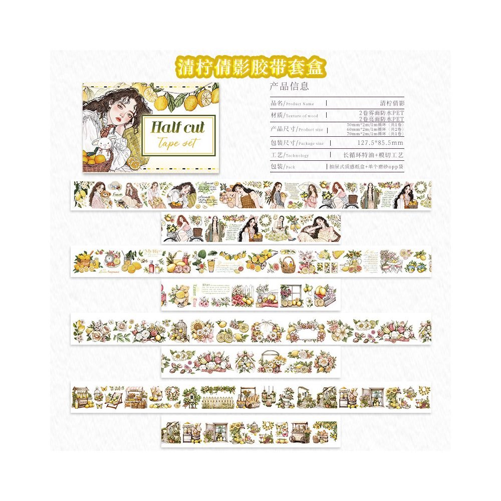 Half Cut PET tape set 6cm x 2m 10 Styles - ViktaShop