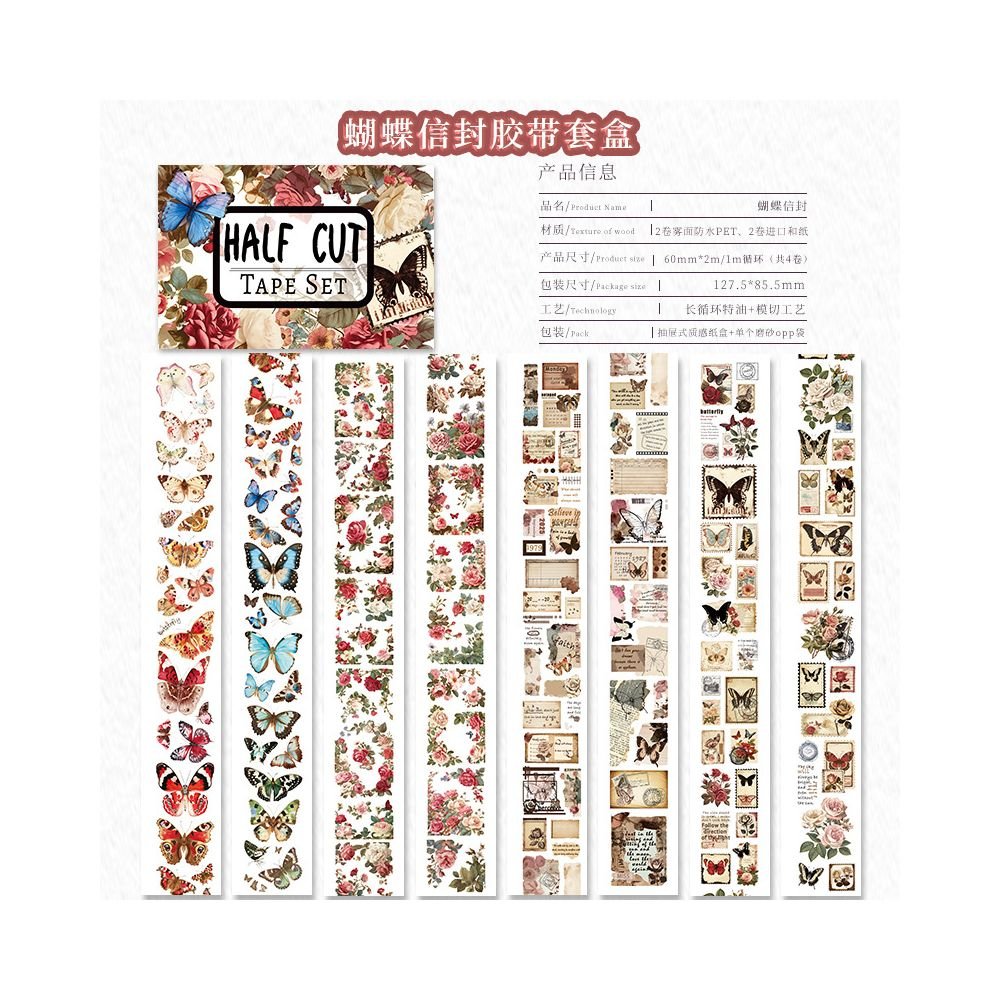 Half Cut PET tape set 6cm x 2m 10 Styles - ViktaShop