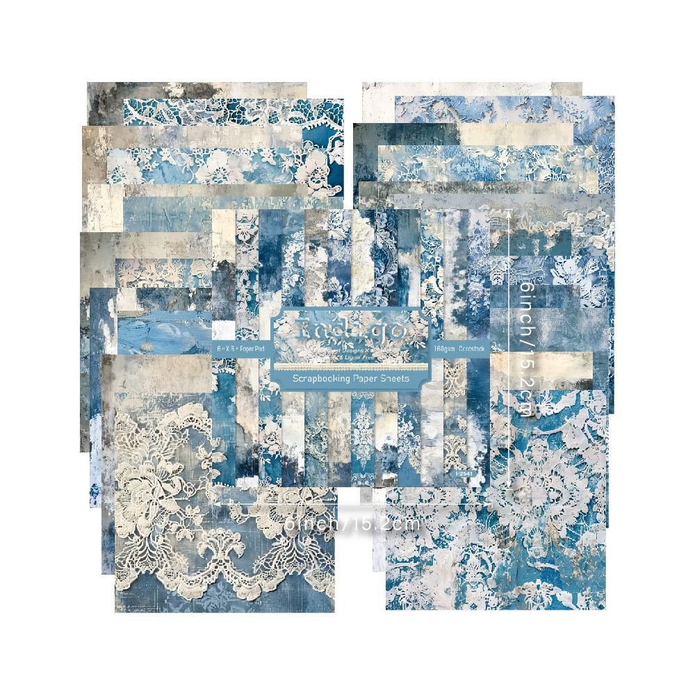 Indigo blue color material paper 24 Sheets 15cm x 15cm - ViktaShop
