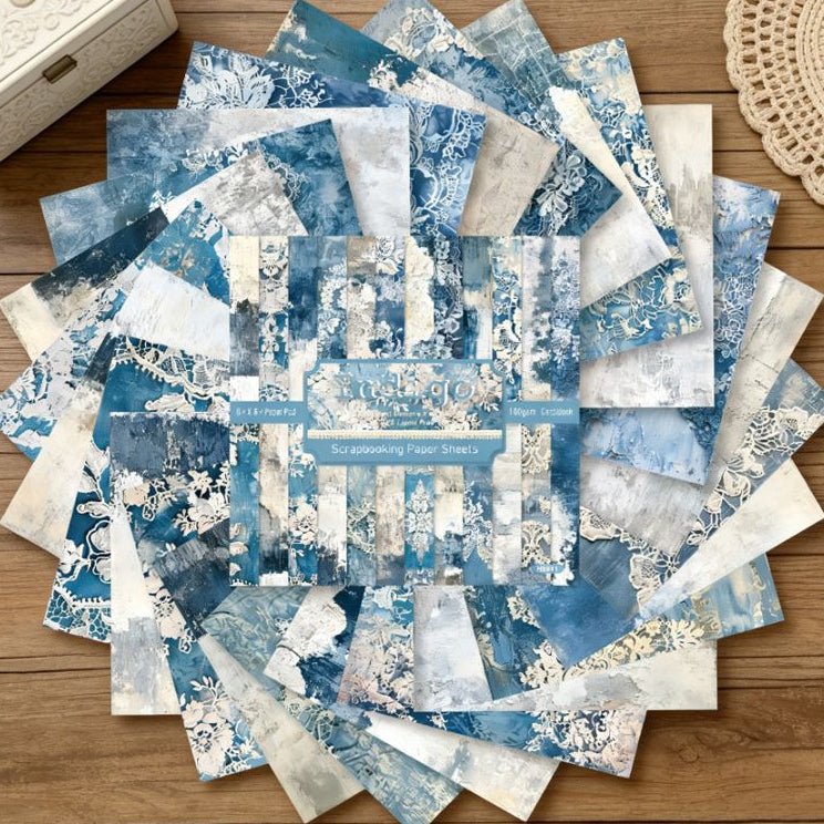 Indigo blue color material paper 24 Sheets 15cm x 15cm - ViktaShop