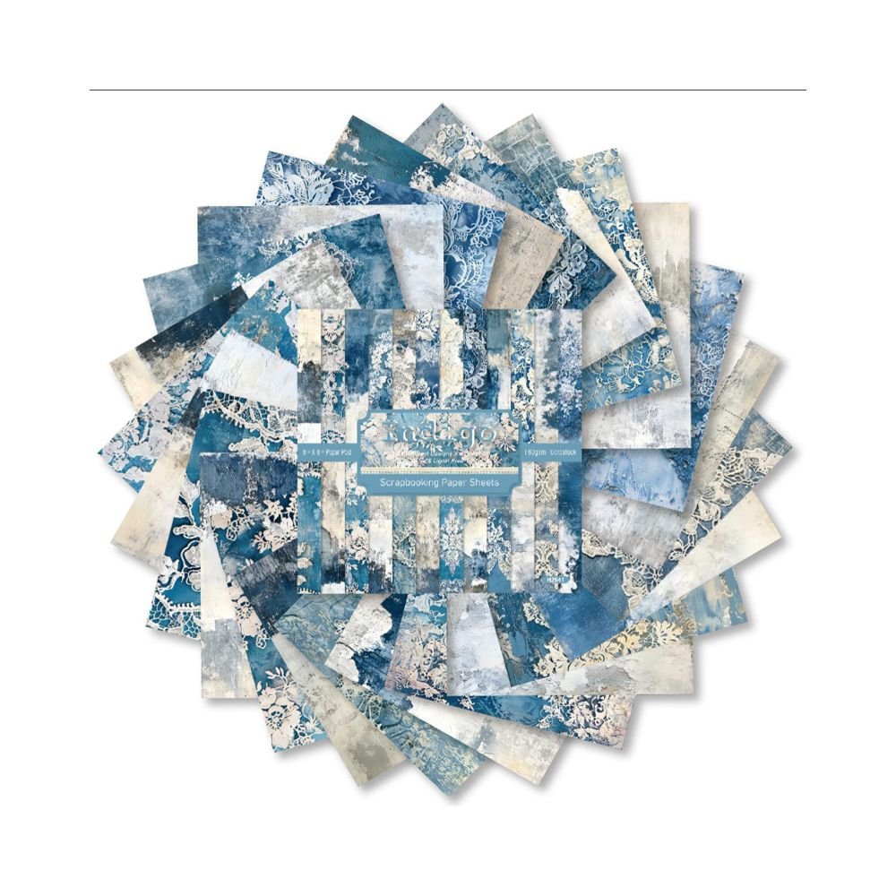 Indigo blue color material paper 24 Sheets 15cm x 15cm - ViktaShop
