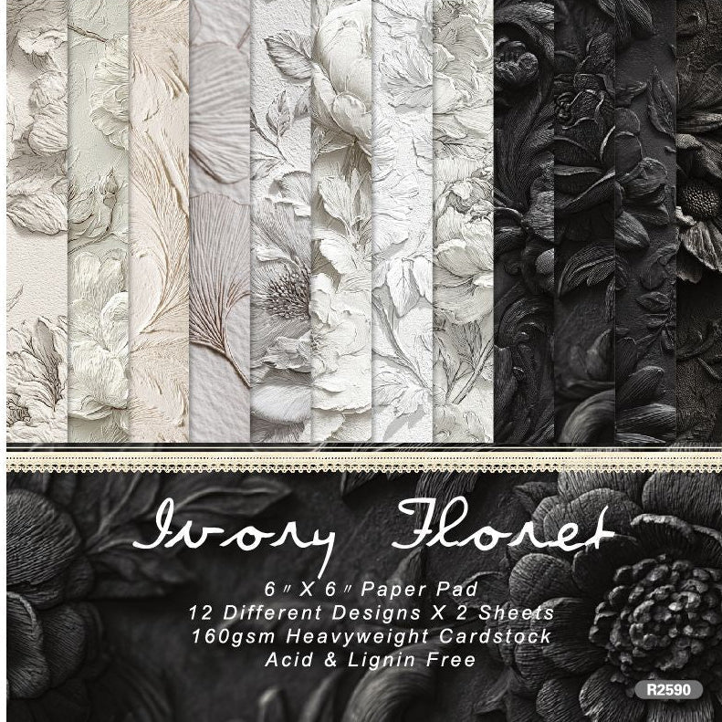 Ivory Florety background material paper 24 Sheets - ViktaShop
