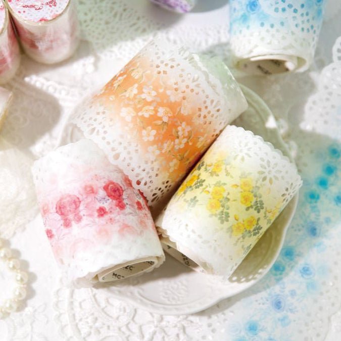 Lace Flower Field Series Washi Tape 7 5cm x 2m - ViktaShop