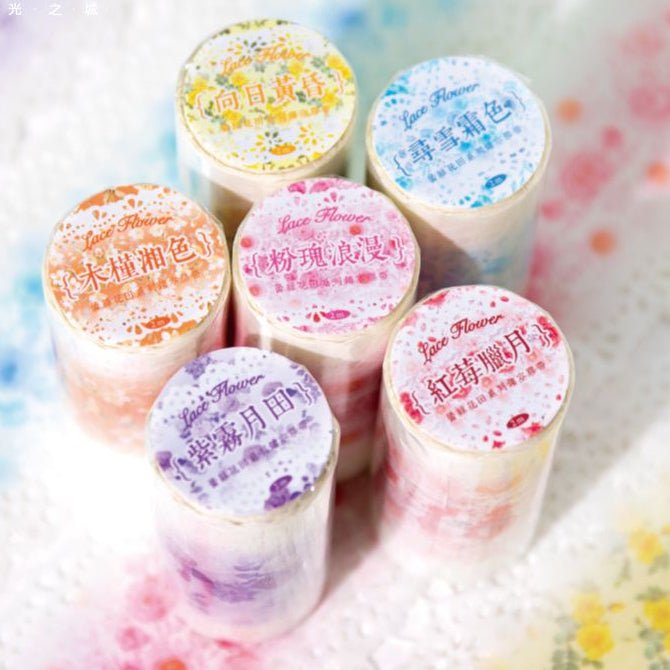 Lace Flower Field Series Washi Tape 7 5cm x 2m - ViktaShop