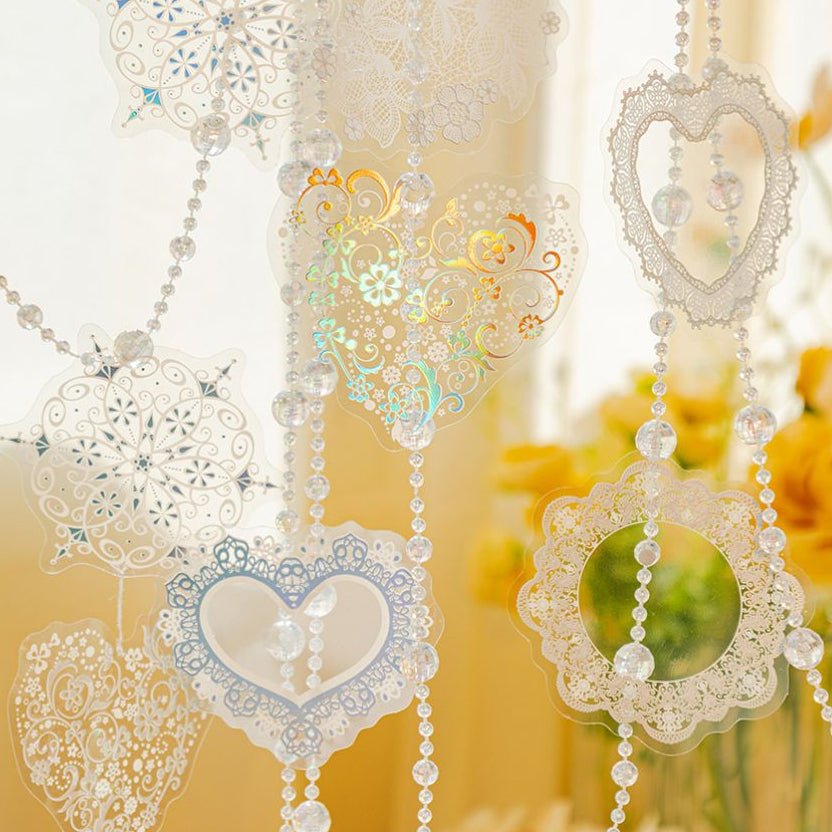 Lace Hot Stamping PET Sticker Bag 6 Designs 12 Pcs - ViktaShop