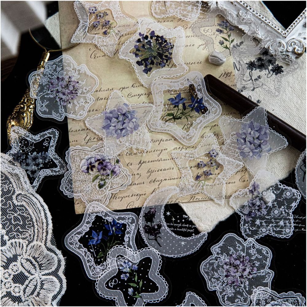 Lace trimmed Dance Series Vintage PET Stickers 20 Sheets 6 Designs - ViktaShop