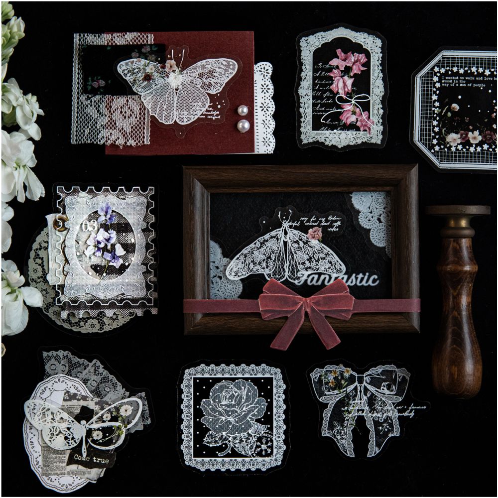 Lace trimmed Dance Series Vintage PET Stickers 20 Sheets 6 Designs - ViktaShop