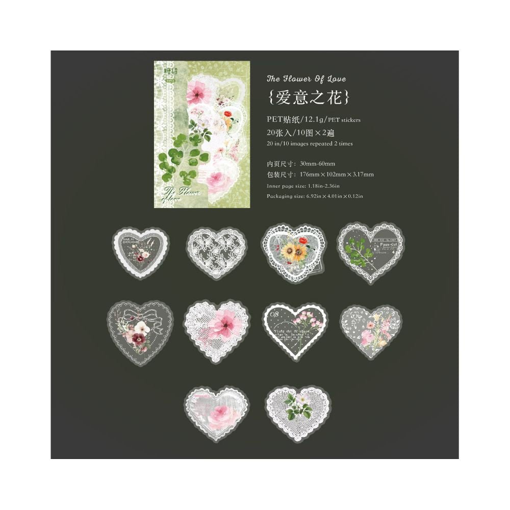Lace trimmed Dance Series Vintage PET Stickers 20 Sheets 6 Designs - ViktaShop