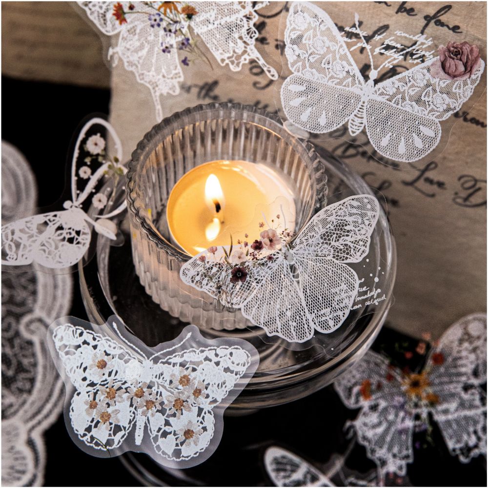 Lace trimmed Dance Series Vintage PET Stickers 20 Sheets 6 Designs - ViktaShop