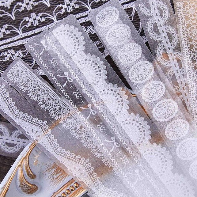 Lace Whispers Series PET Stickers 6 Designs 20 Pcs - ViktaShop