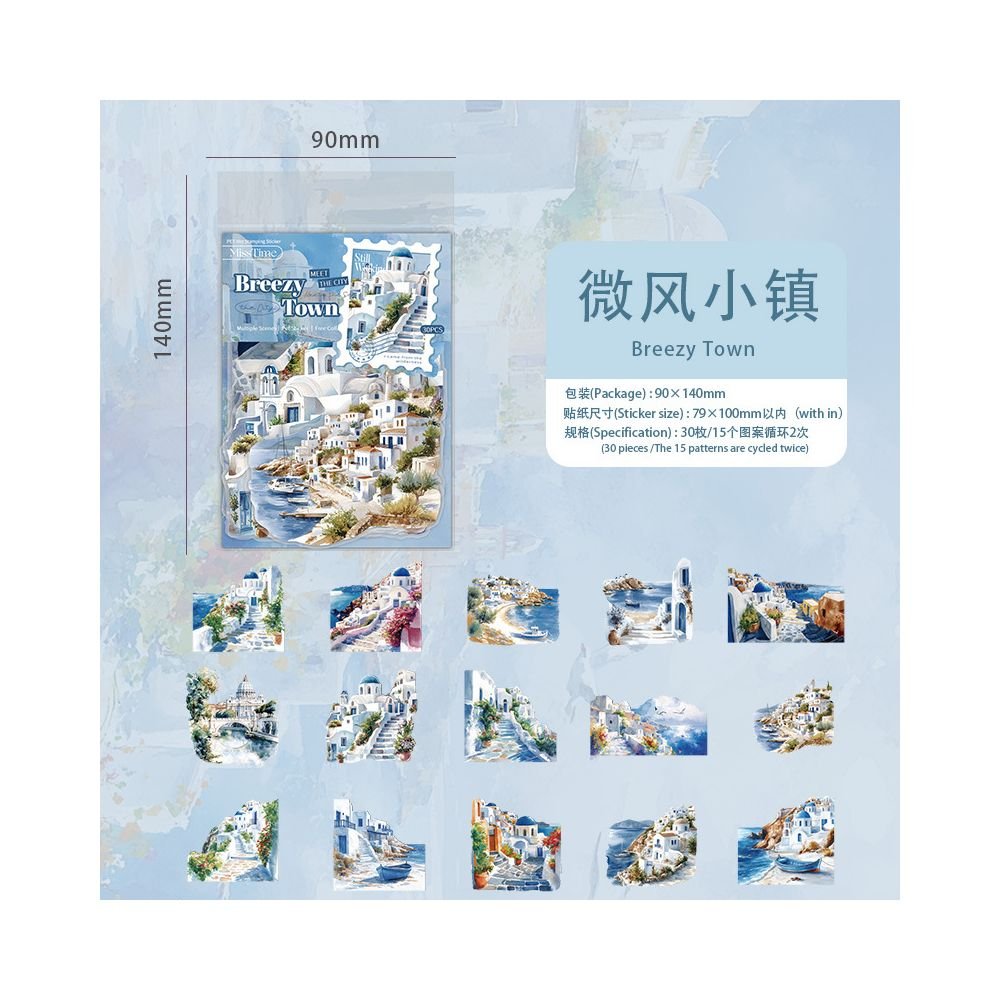 Landscape Collection Series PET Stickers 30 Pcs 6 designs - ViktaShop