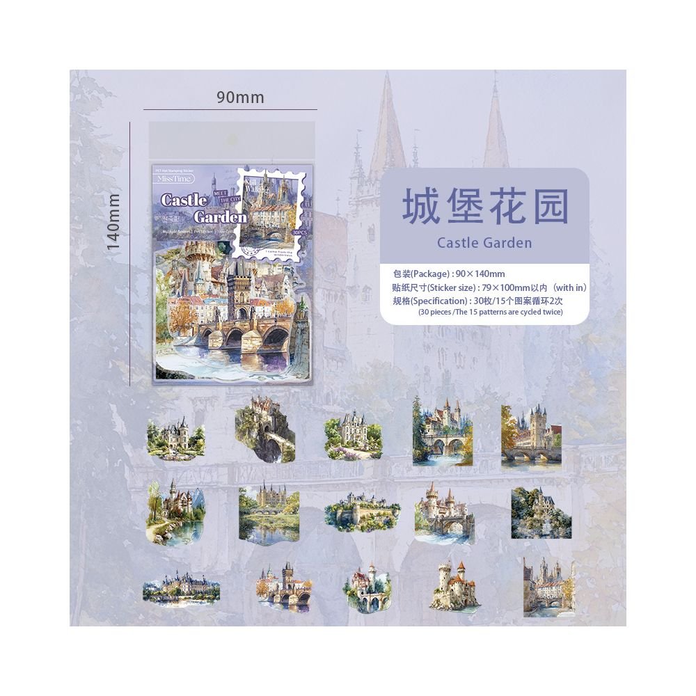Landscape Collection Series PET Stickers 30 Pcs 6 designs - ViktaShop