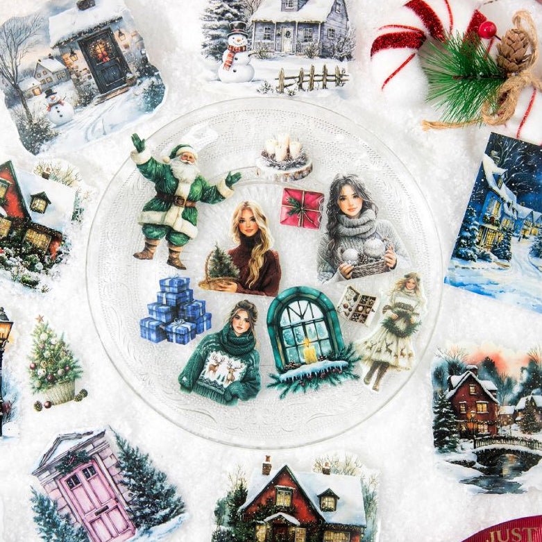 Landscaping Merry Christmas retro PET Stickers 40 Pcs - ViktaShop