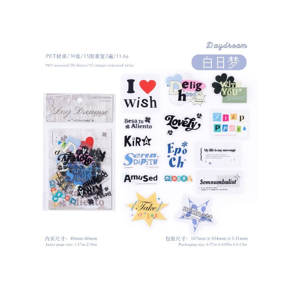 Letters words series PET Stickers 4 Styles 30 Sheets - ViktaShop