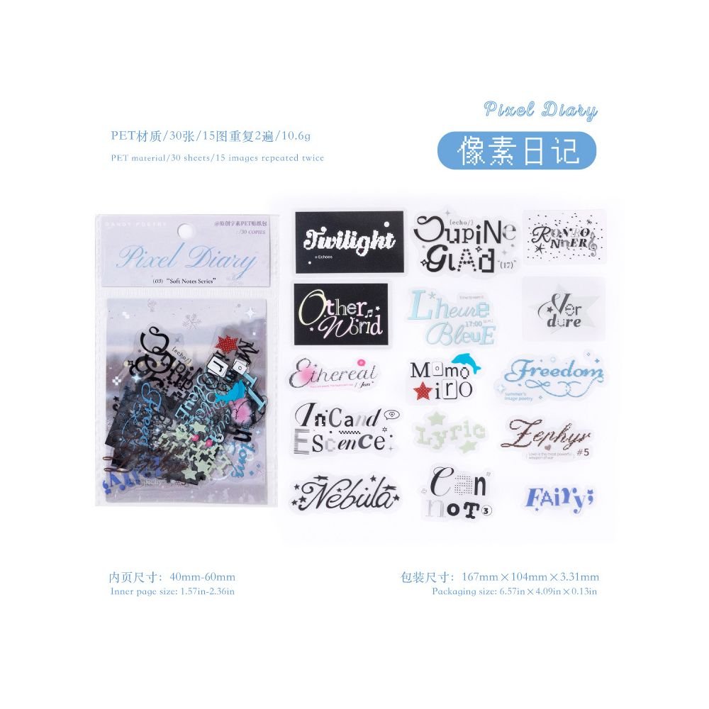 Letters words series PET Stickers 4 Styles 30 Sheets - ViktaShop