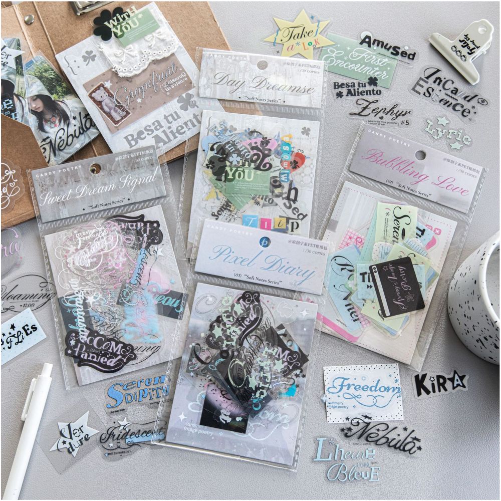 Letters words series PET Stickers 4 Styles 30 Sheets - ViktaShop