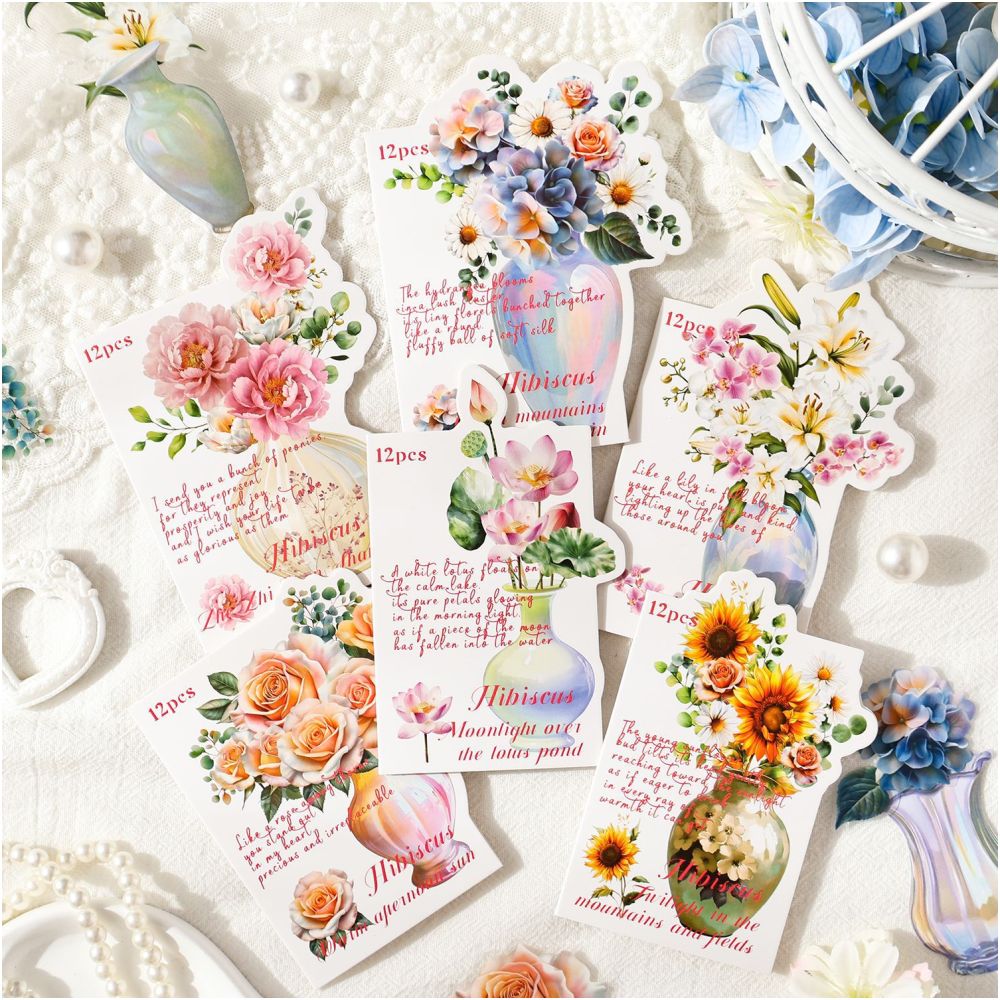 Light and Floral SeriesPET Stickers 20 sheets 6 Styles - ViktaShop
