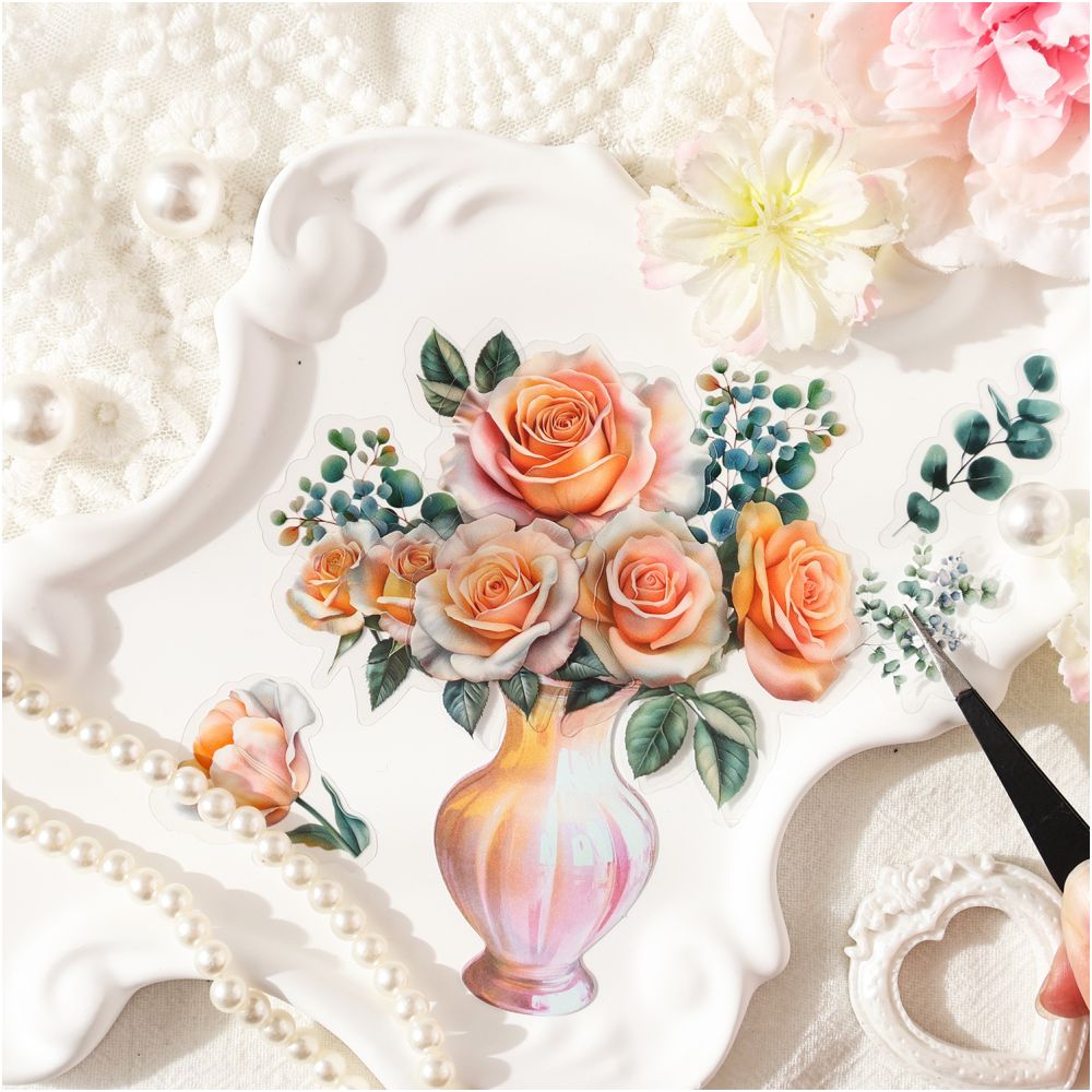 Light and Floral SeriesPET Stickers 20 sheets 6 Styles - ViktaShop
