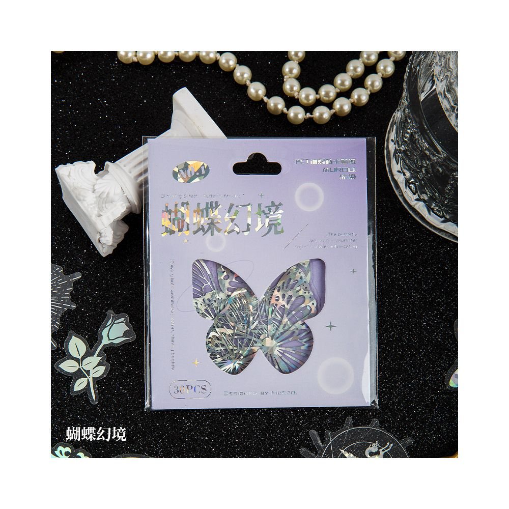 Light series hollow laser PET Stickers 30 sheets 4 styles - ViktaShop