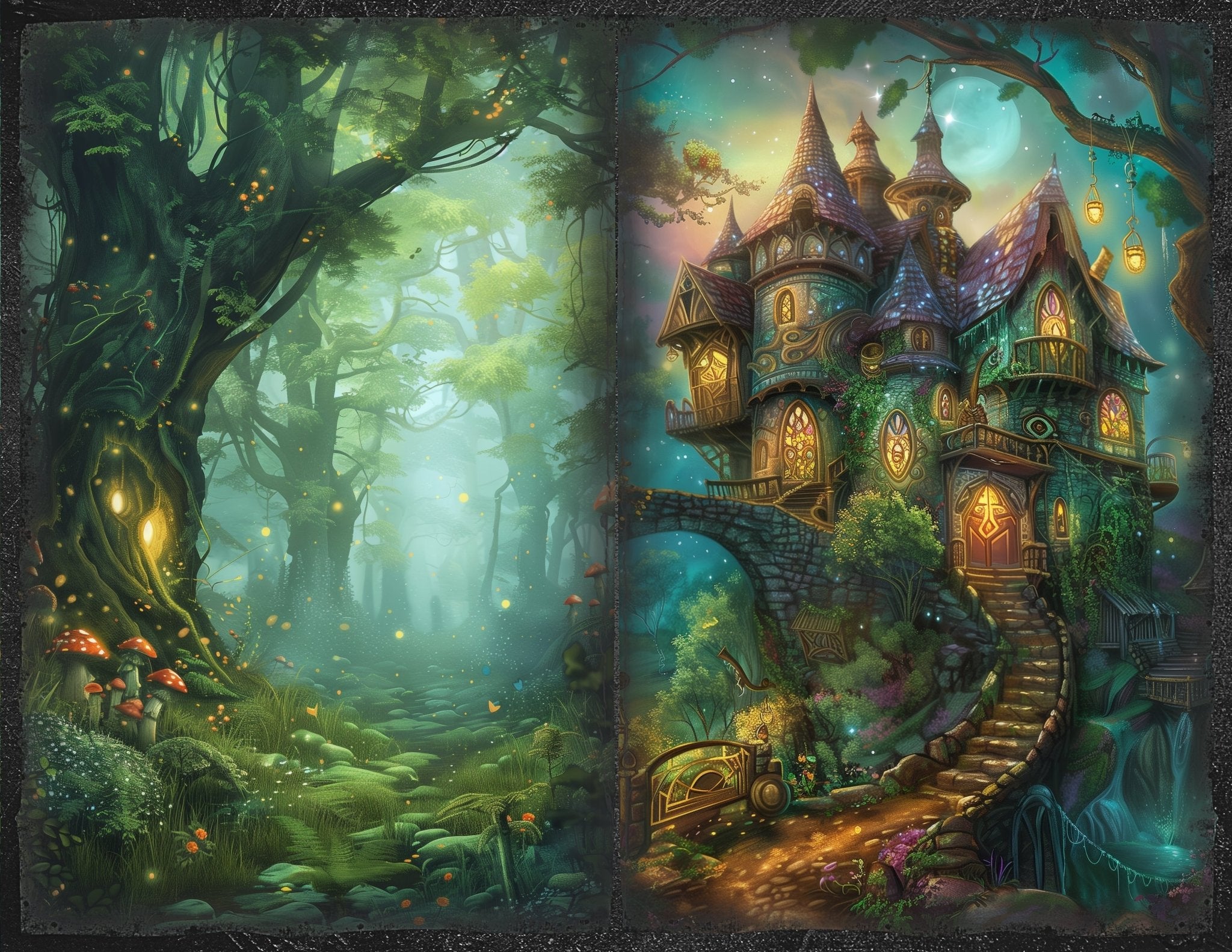 LunicArtDesign fantazy forest material paper 5.5 x 8.5 inches 20 different sheets - ViktaShop