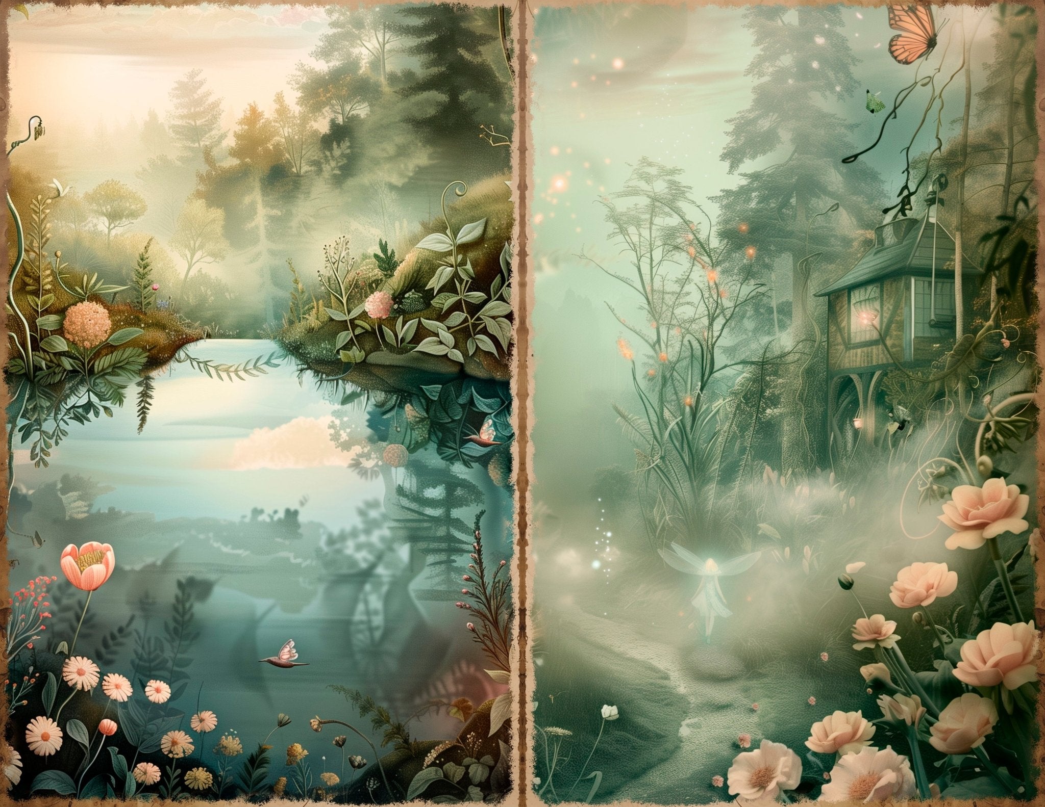LunicArtDesign secret forest landscape material paper 5,5 x 8,5 inches 20 different sheets - ViktaShop