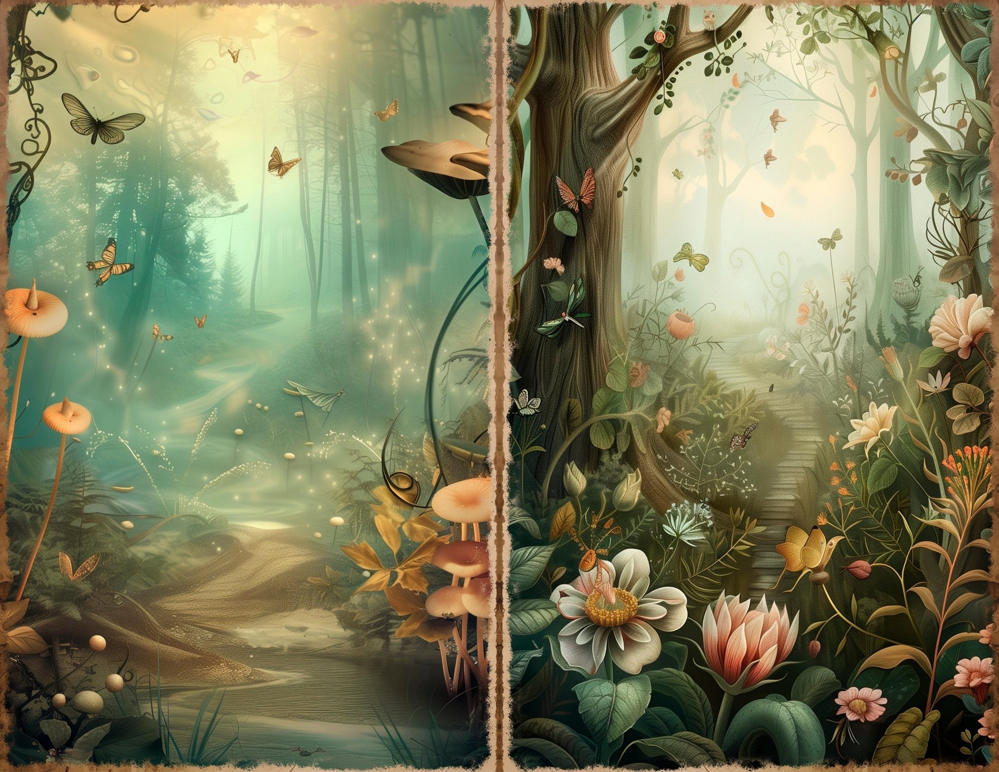 LunicArtDesign secret forest landscape material paper 5,5 x 8,5 inches 20 different sheets - ViktaShop