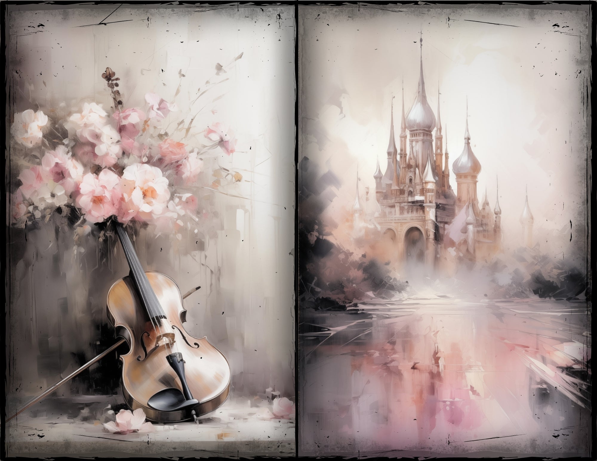 LunicArtDesign Victorian style material paper 5.5 x 8,5 inches 20 different sheets - ViktaShop