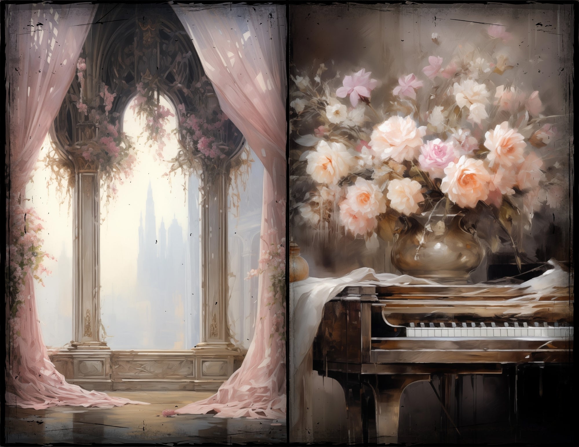 LunicArtDesign Victorian style material paper 5.5 x 8,5 inches 20 different sheets - ViktaShop