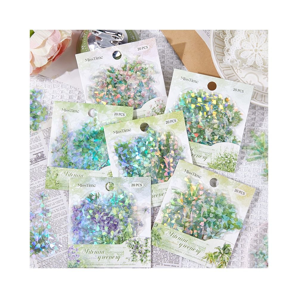 Lush Green Series PET Stickers 20 Sheets 6 Designs - ViktaShop