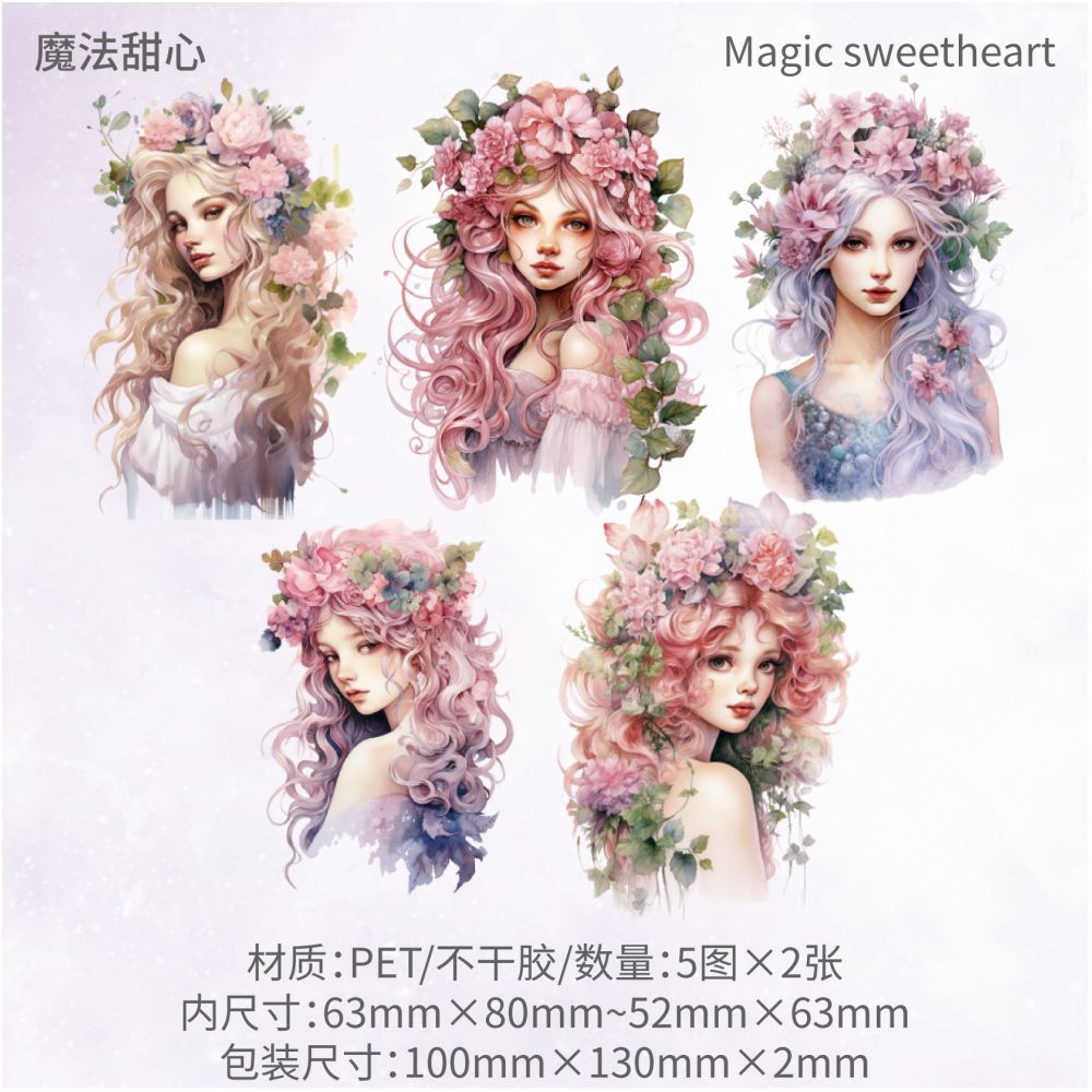 Magic Fairy Series PET and Paper Stickers 6 Designs 10 Pcs - ViktaShop