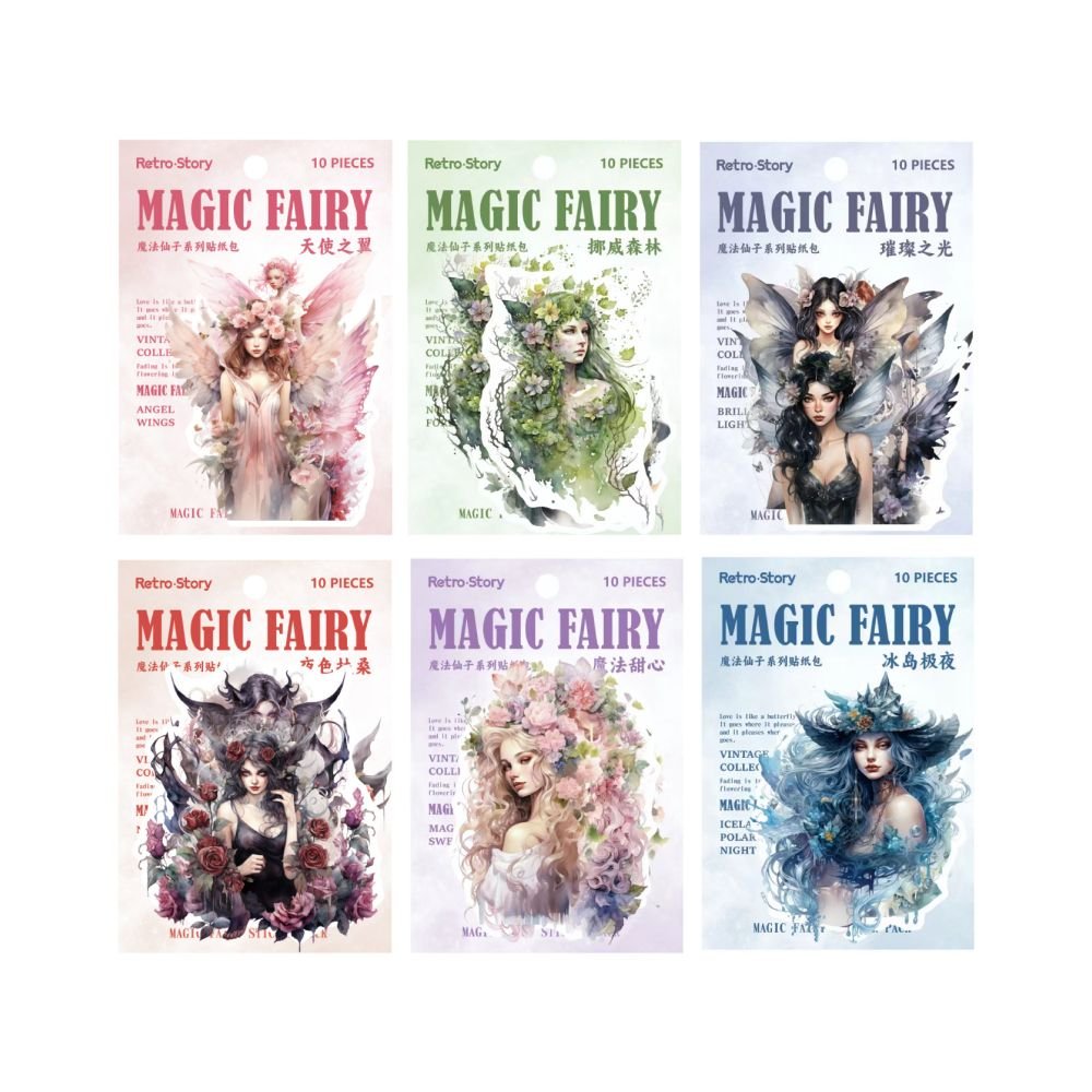 Magic Fairy Series PET and Paper Stickers 6 Designs 10 Pcs - ViktaShop