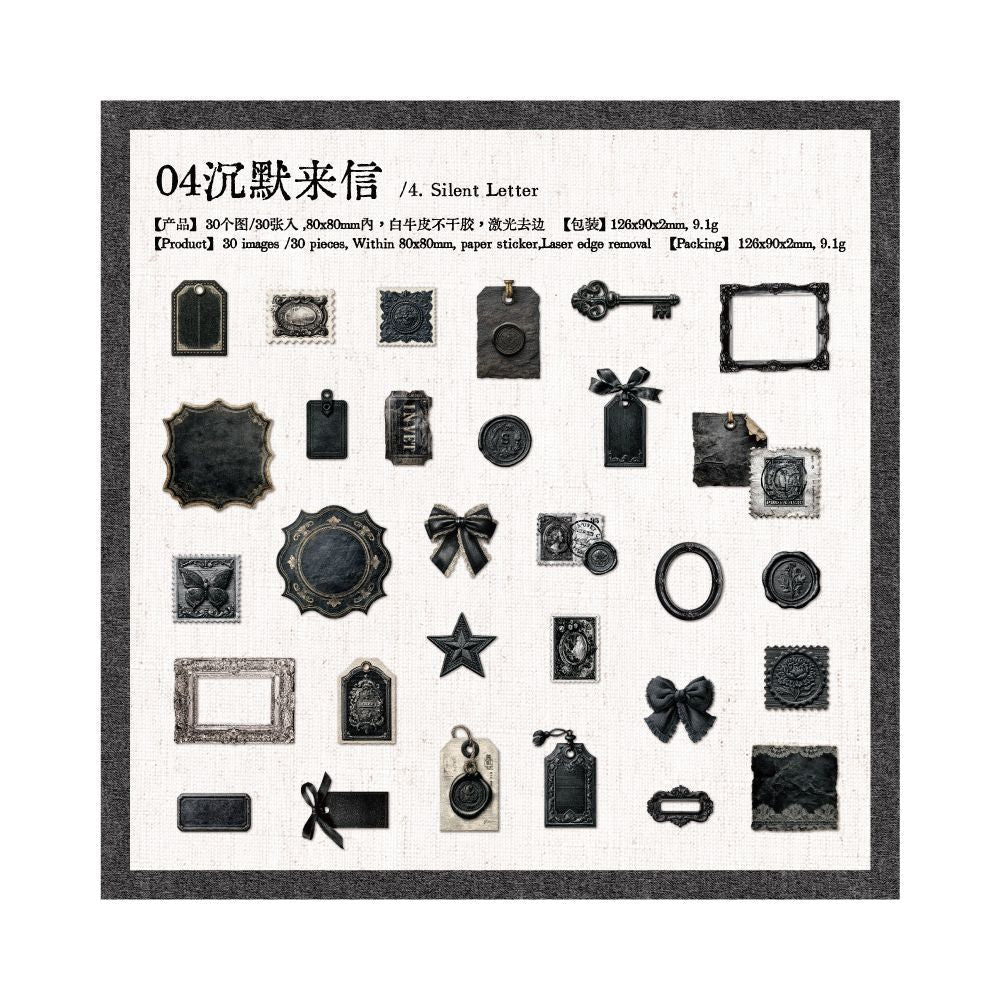 Manor Letter Series Material Paper 30 Sheets 6 Designs - ViktaShop