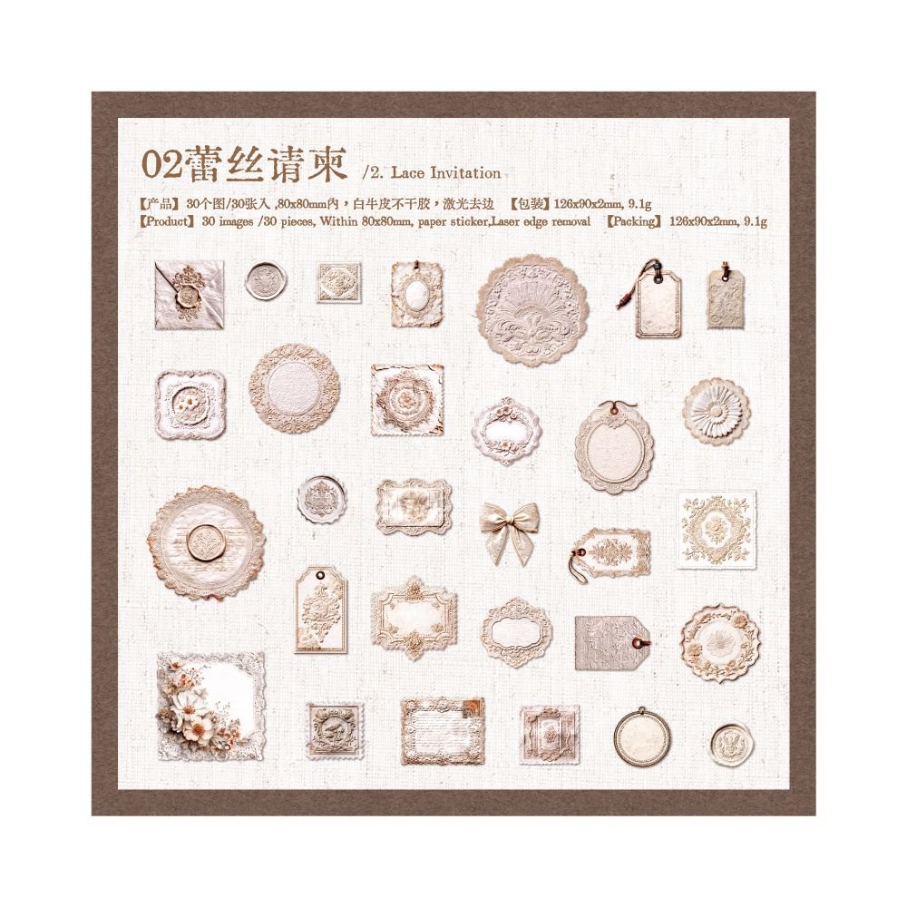Manor Letter Series Material Paper 30 Sheets 6 Designs - ViktaShop