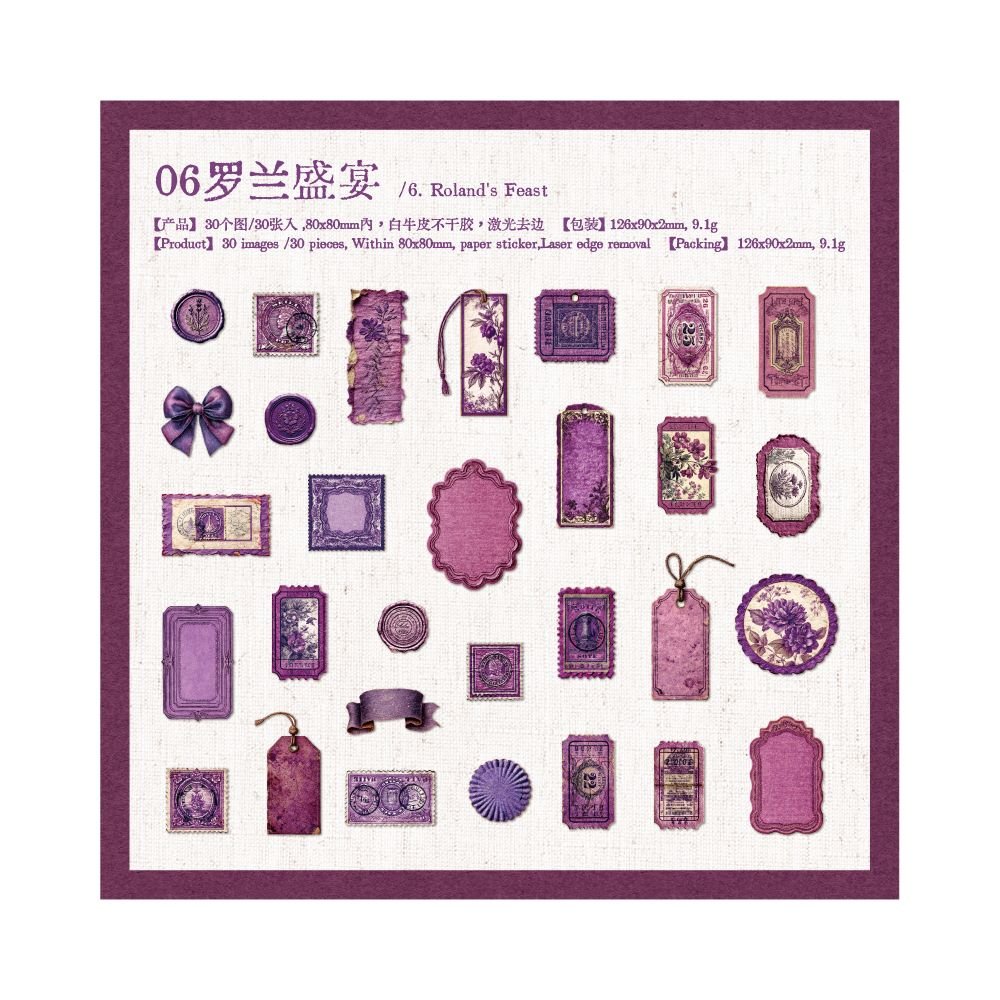 Manor Letter Series Material Paper 30 Sheets 6 Designs - ViktaShop
