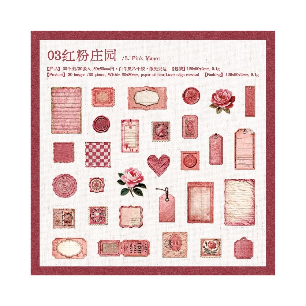 Manor Letter Series Material Paper 30 Sheets 6 Designs - ViktaShop