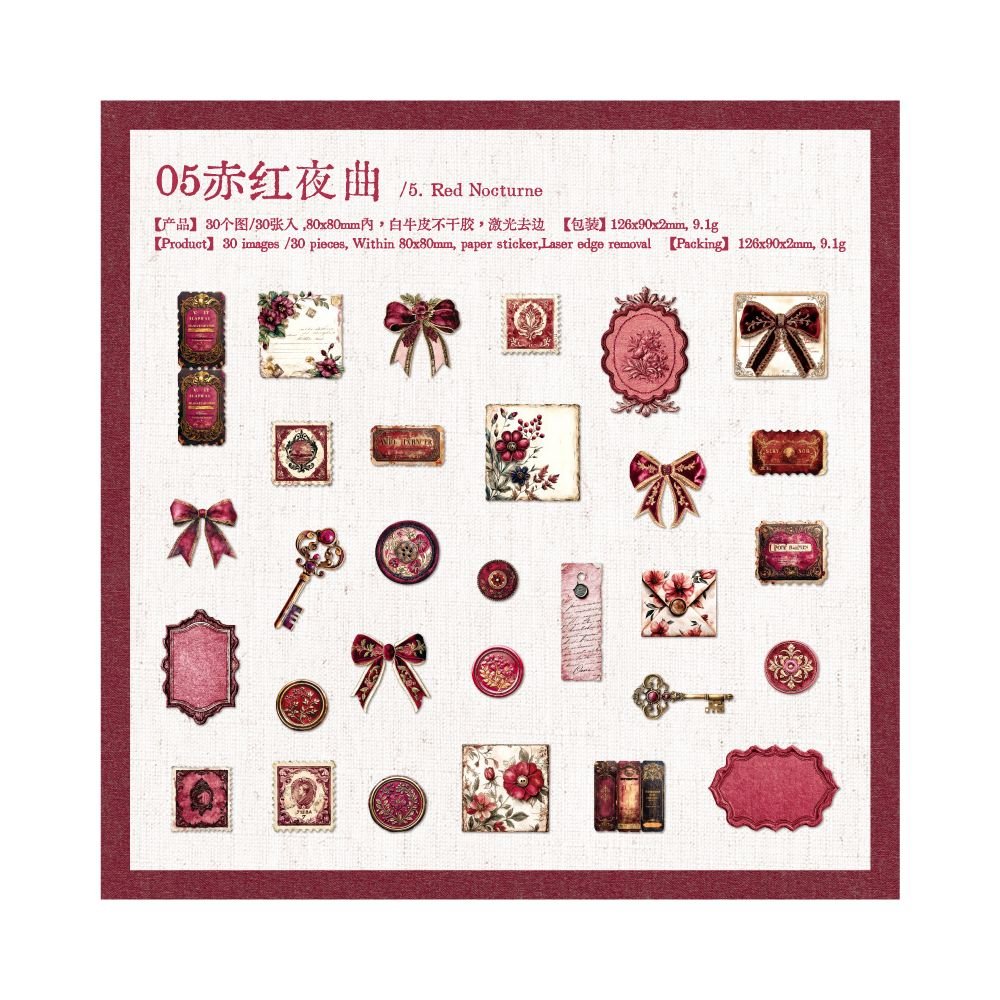 Manor Letter Series Material Paper 30 Sheets 6 Designs - ViktaShop