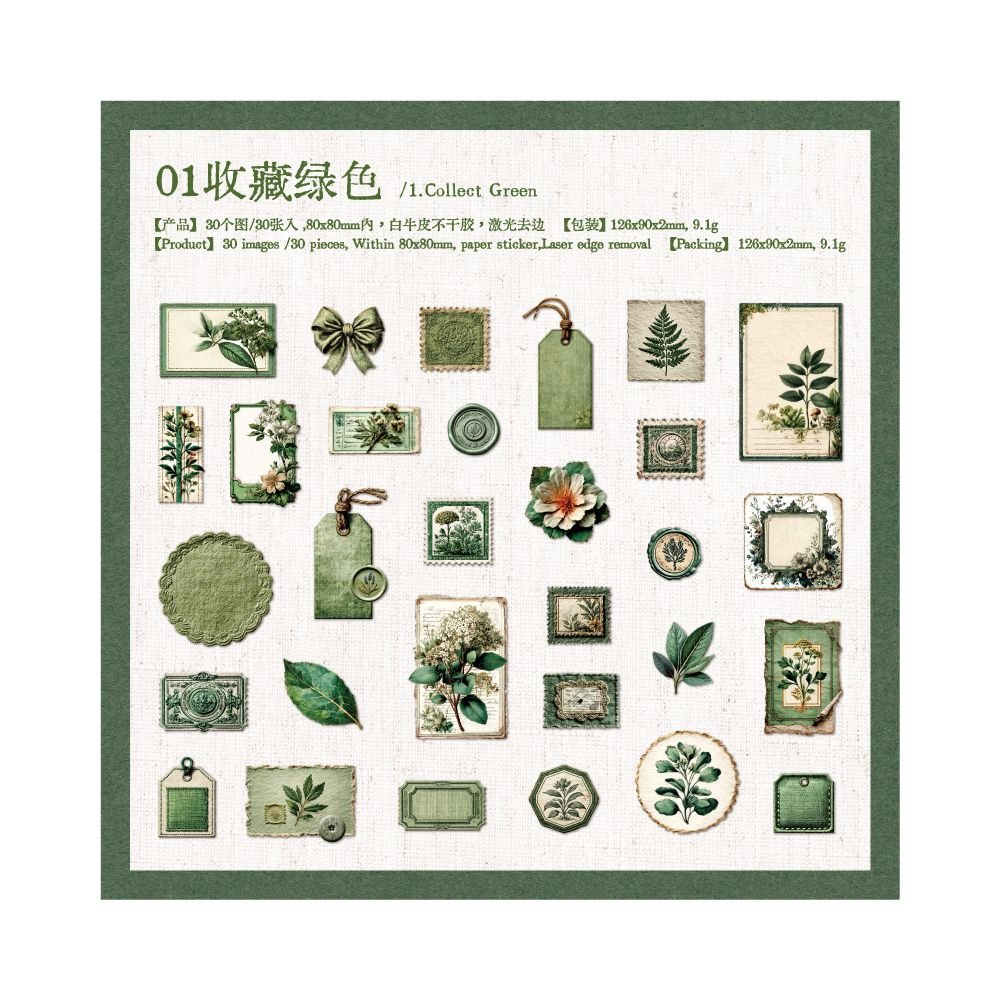 Manor Letter Series Material Paper 30 Sheets 6 Designs - ViktaShop