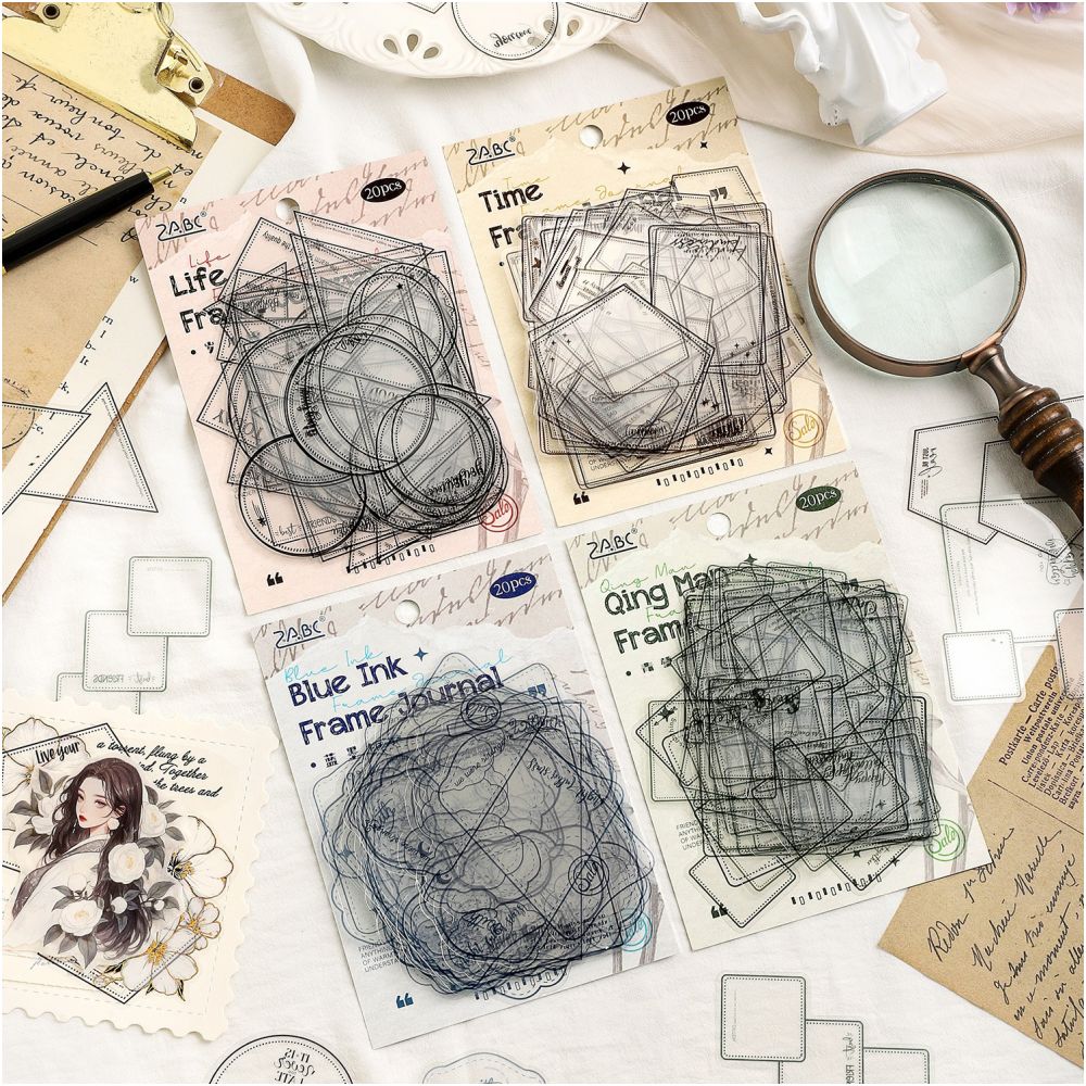 Memory Frame Series PET Stickers 20 Sheets 4 Designs - ViktaShop