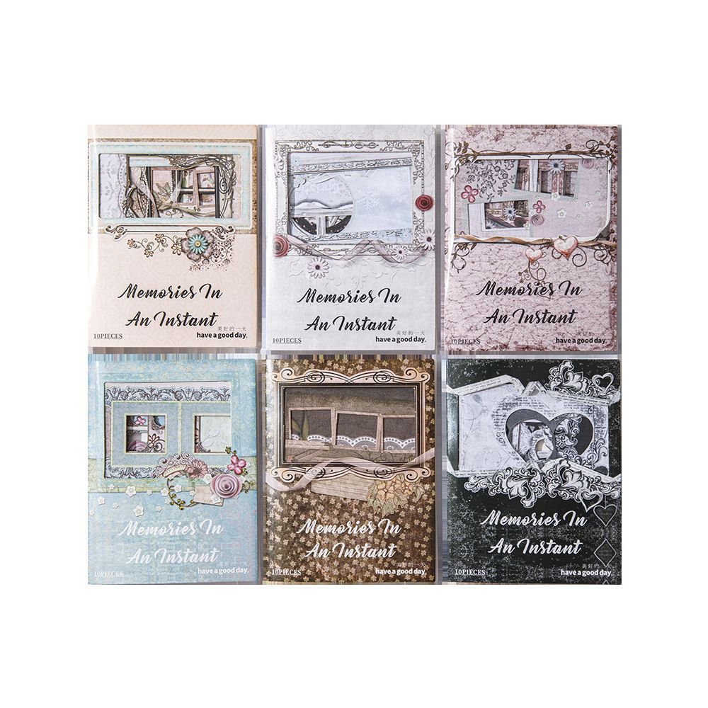 Memory Moment Series Retro Hard Card Stickers 6 Types 10 Sheets - ViktaShop