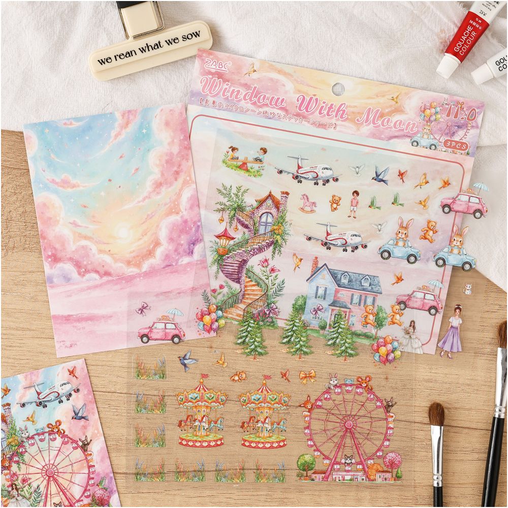 Midsummer Miniature Scenery PET Stickers 4 sheets 4 designs - ViktaShop