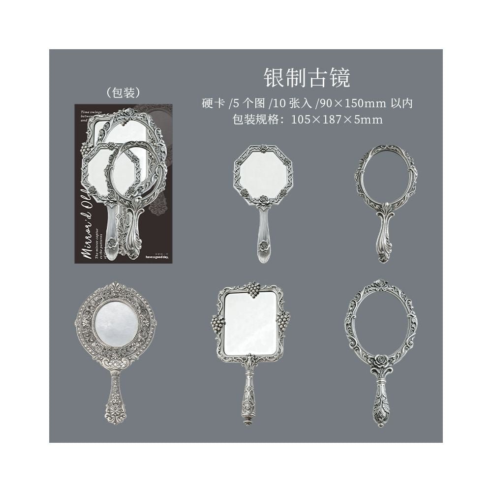 Mirror Reflection Series Retro Hard Card Stickers 10 Pcs 6 Styles - ViktaShop