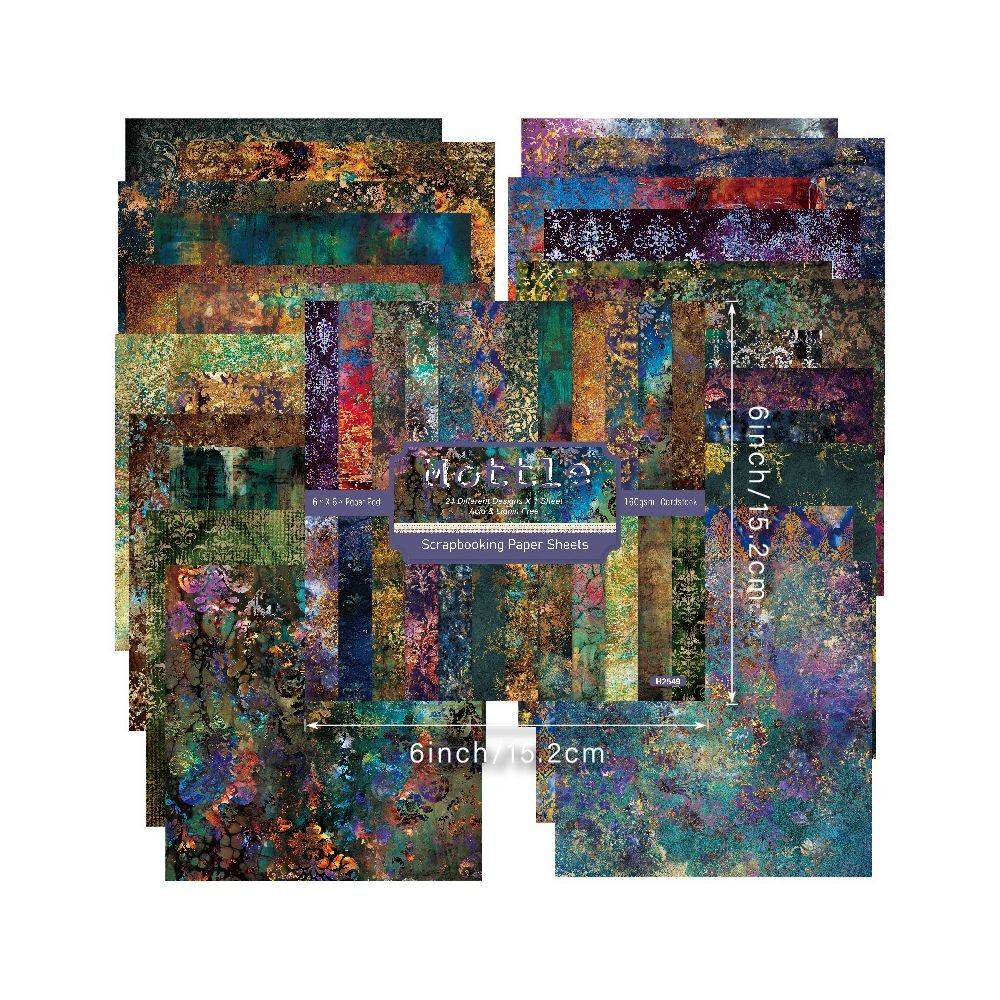 Mottle material paper 24 Sheets 15cm x 15cm - ViktaShop
