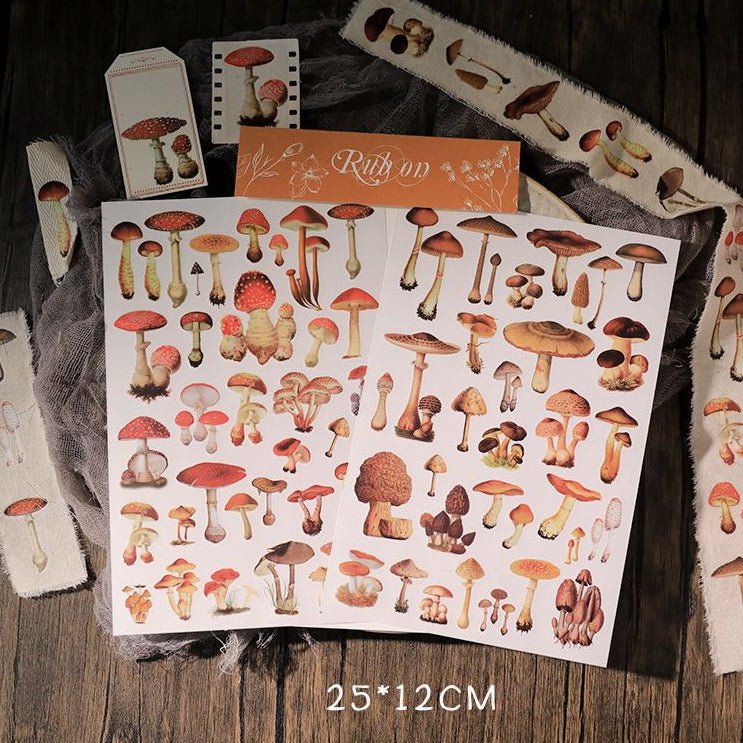 Mushrooms series Transfer Paper Stickers 2 Sheets - ViktaShop