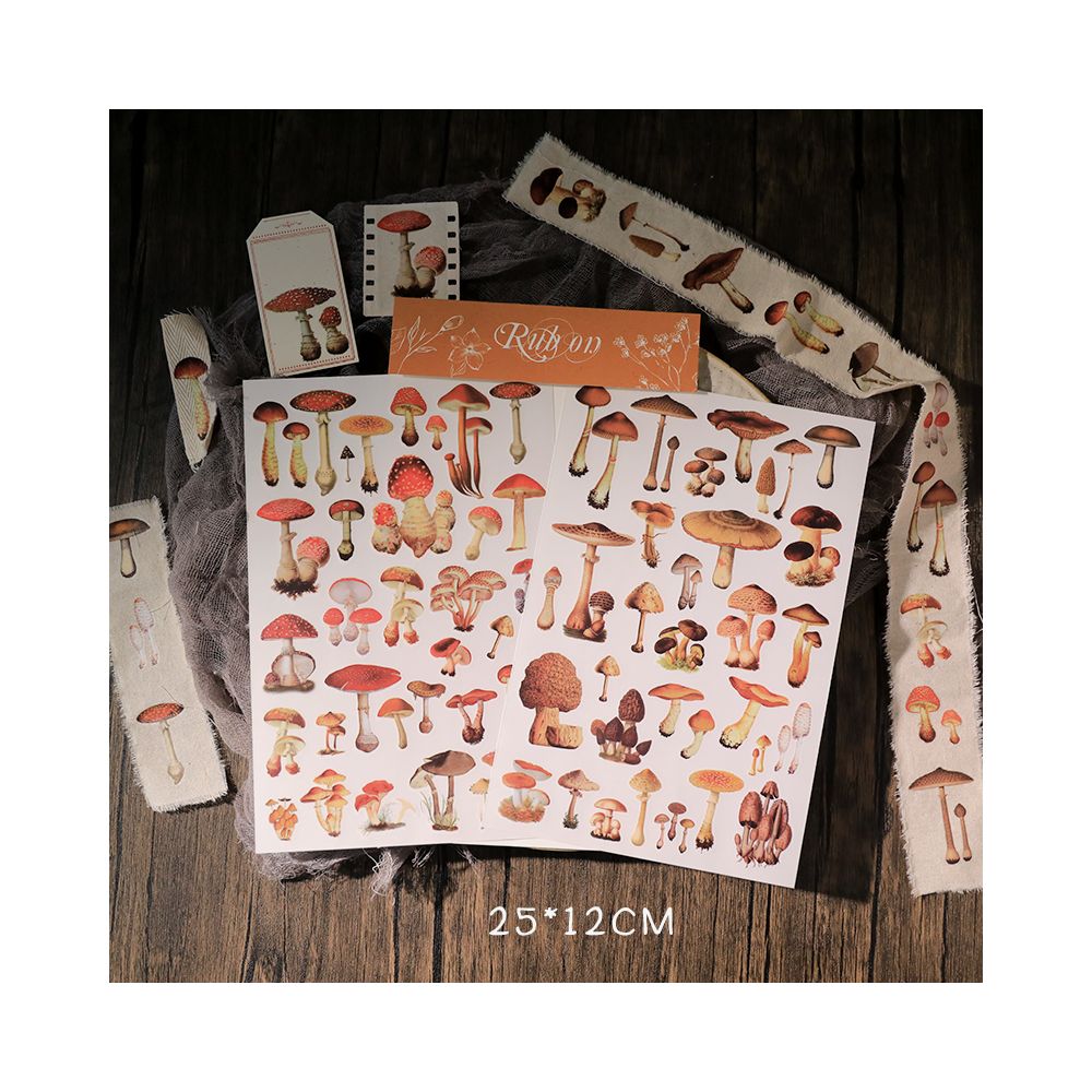 Mushrooms series Transfer Paper Stickers 2 Sheets - ViktaShop