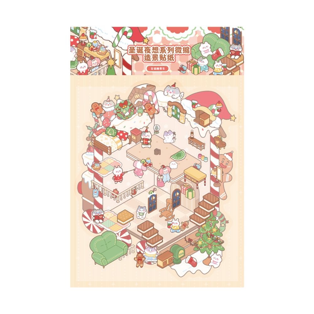 Night Dream Christmas Miniature Landscape PET Stickers 3 Sheets - ViktaShop
