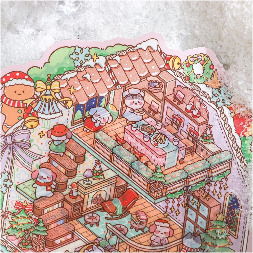 Night Dream Christmas Miniature Landscape PET Stickers 3 Sheets - ViktaShop